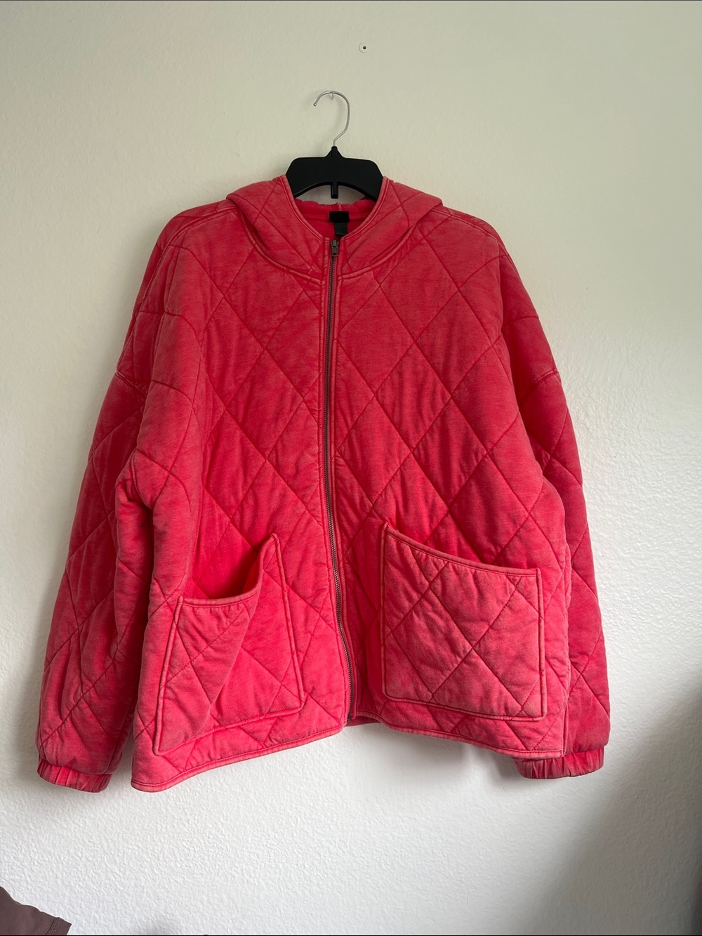 Quilted Pink Zip-Up Hooded Jacket